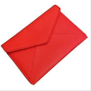 Sephora bright red faux leather clutch/ document/ essentials bag .